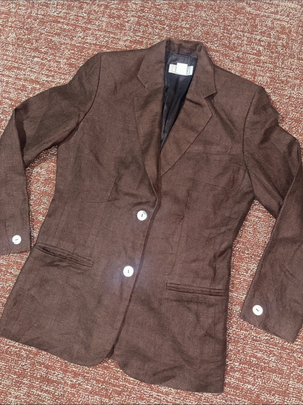 Chocolate brown linen blazer lightweight tailored fitted jacket natural 4 petite